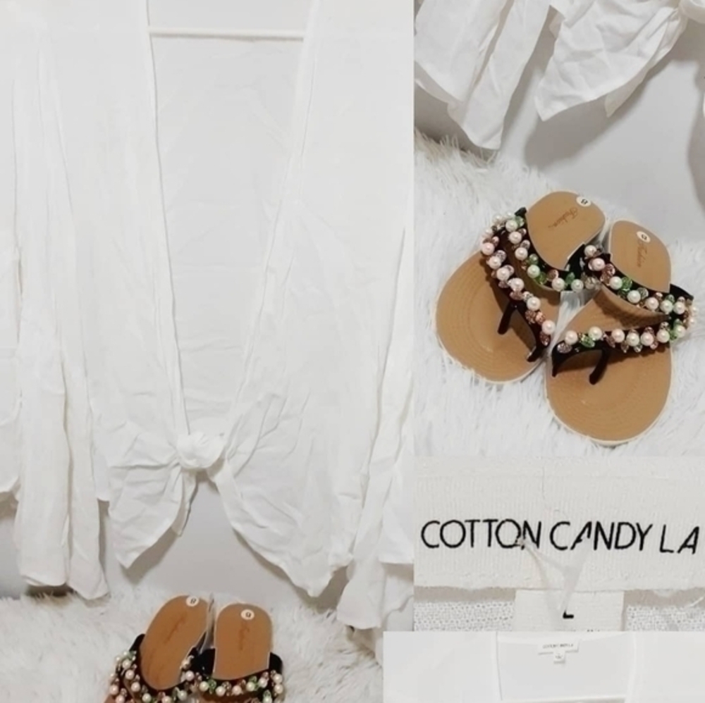 Cotton Candy LA Top& Rainbow Bead Jelly Flops